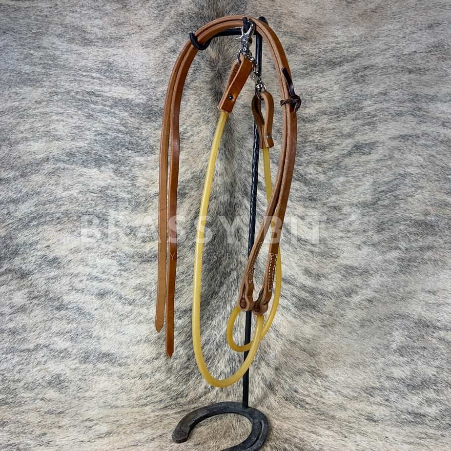 70" Rubber End Leather Training Split Reins
