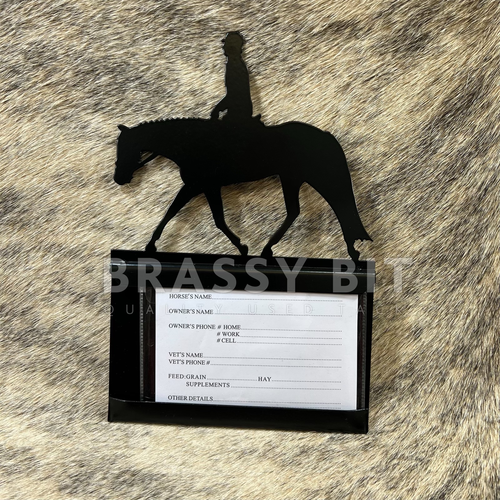 Brassy Bit Tack Horse Stall Card Holder