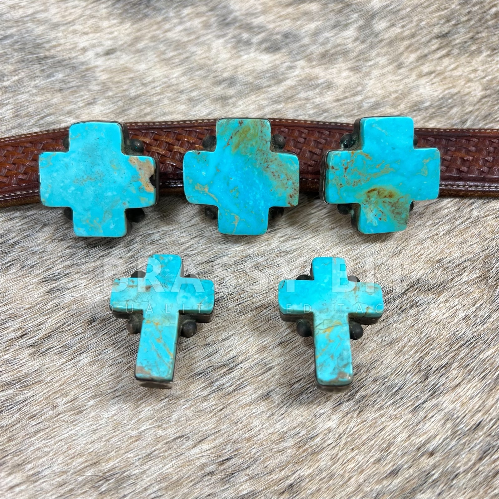 Gale Self Choctaw Sterling Silver Turquoise Concho Set