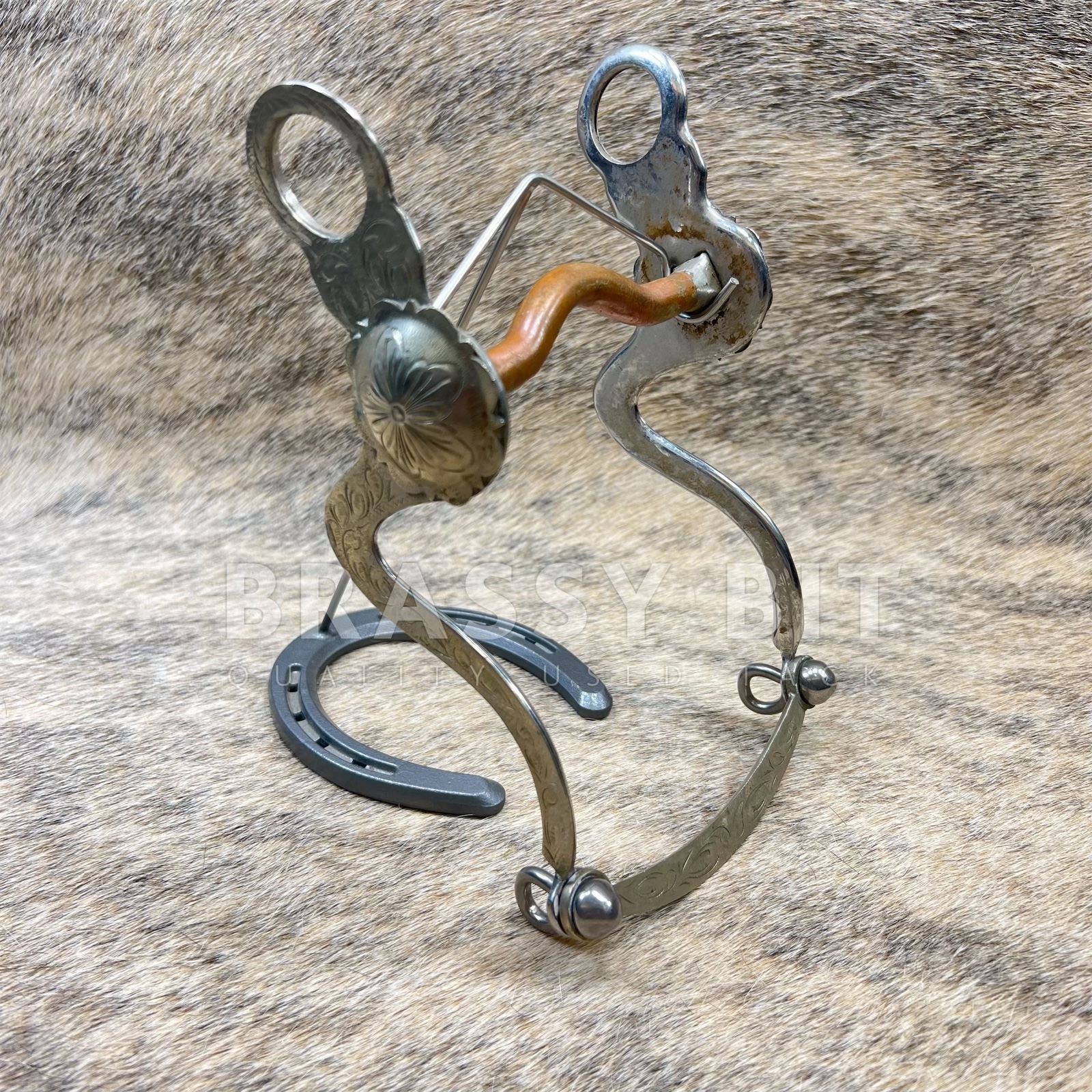 4 3/4" Vintage Silver Engraved Curb Bit