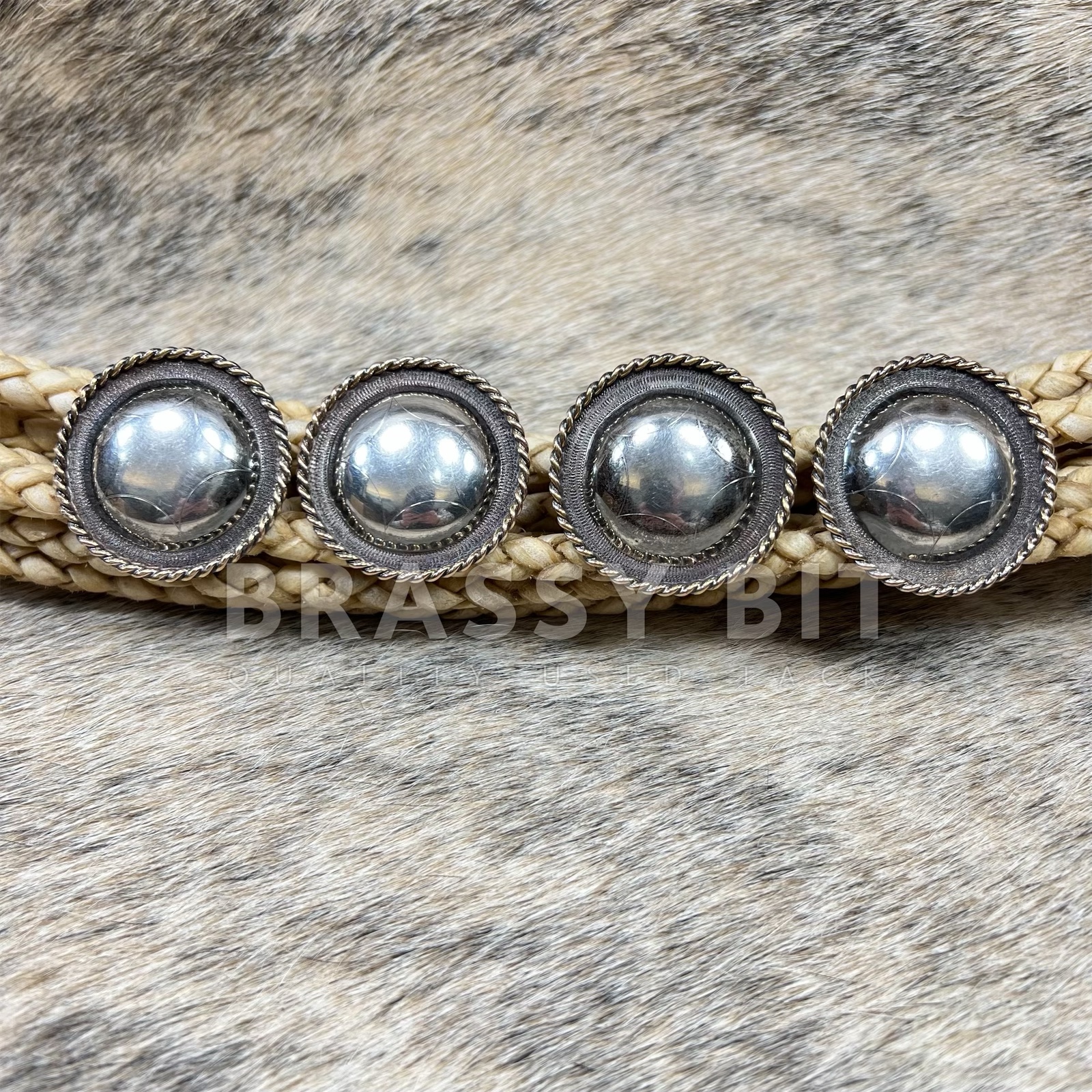 1 3/4" Vintage Sterling Silver Saddle Conchos