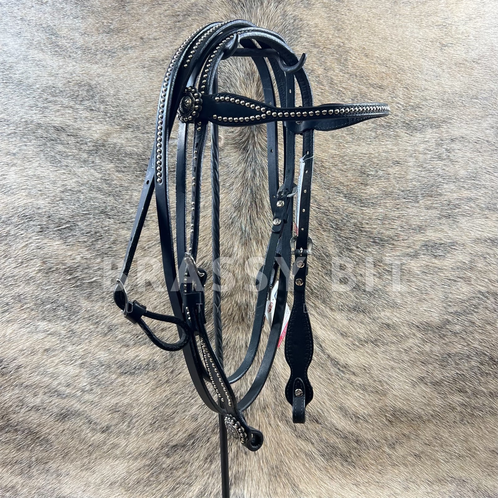 Weaver Back in Black Dotted Headstall w/ Reins