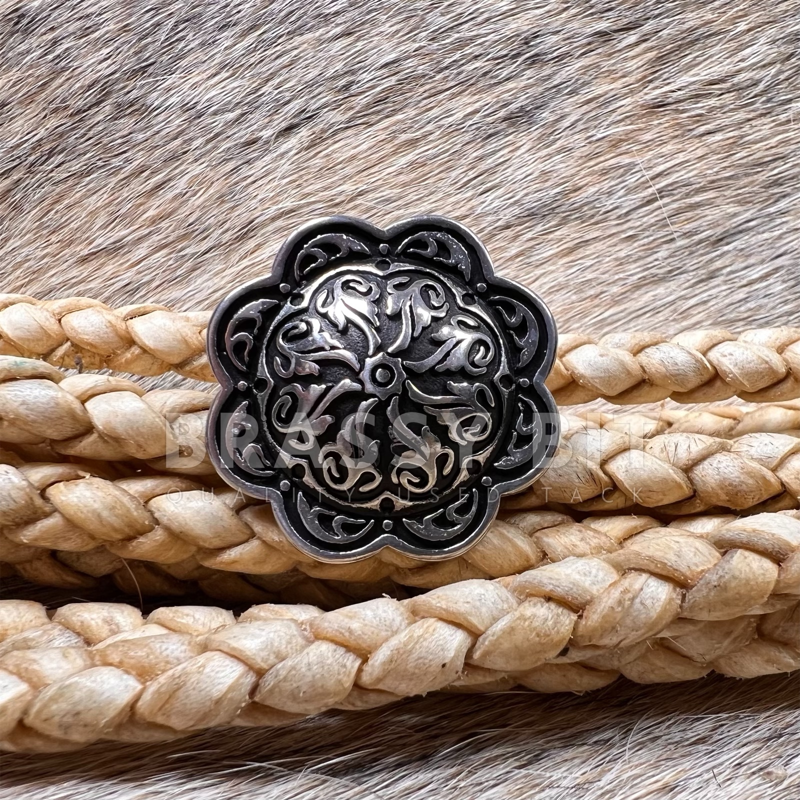 Jeremiah Watt Black Floral Saddle Concho