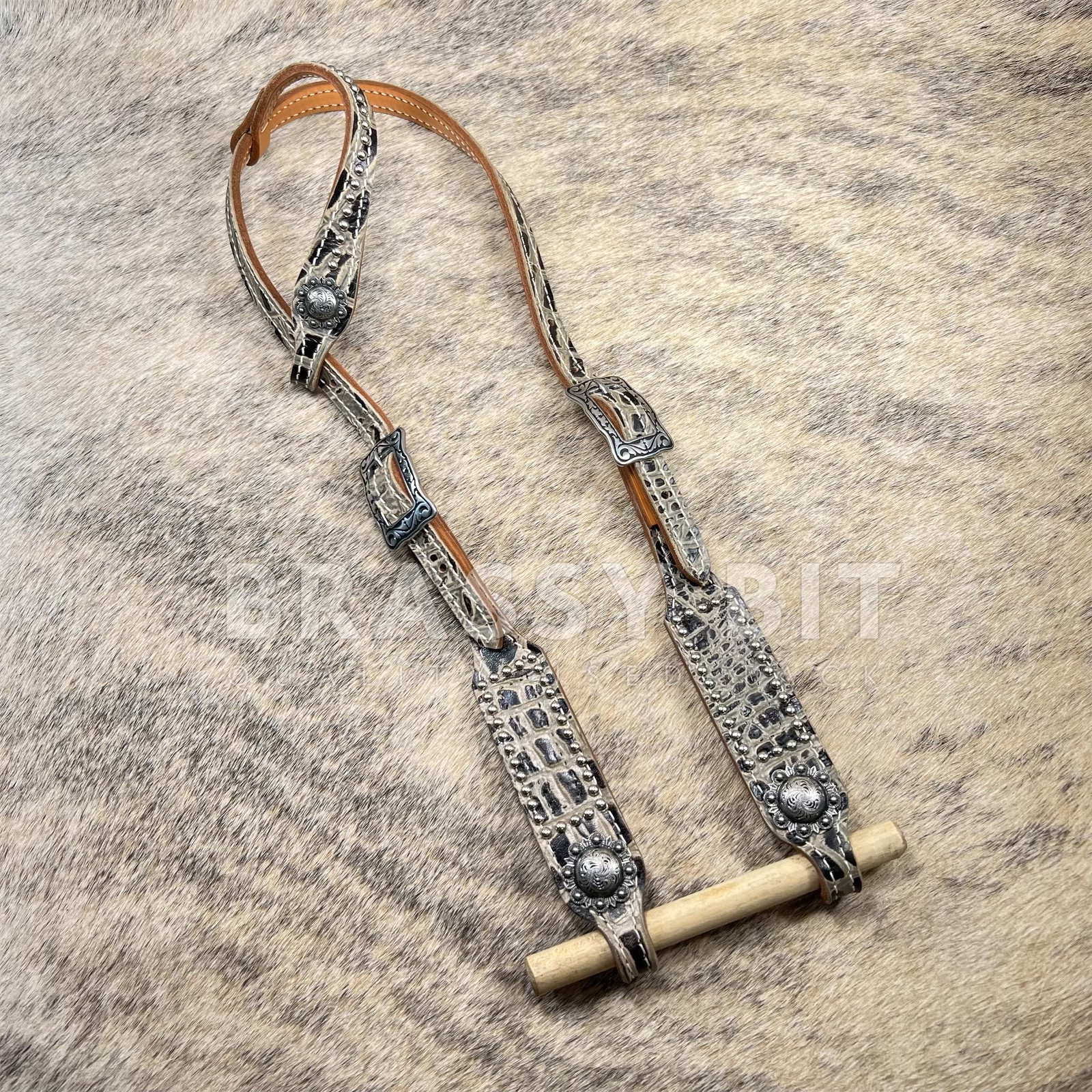 Custom Faux Exotic Leather One Ear Headstall