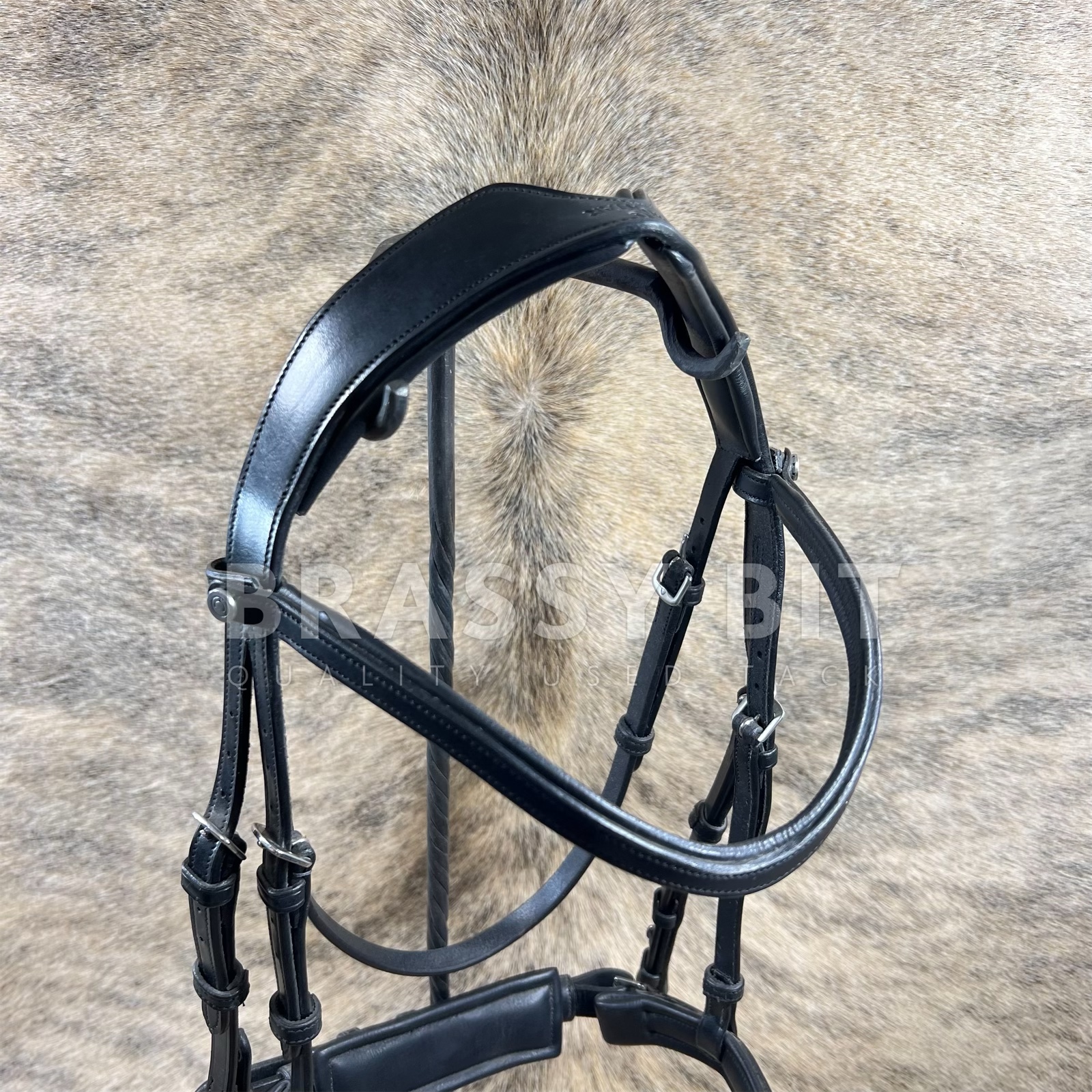 Bride De Dressage Montar Cob - Noire, Cuir, Avec Manivelle, NEW OLD STOCK