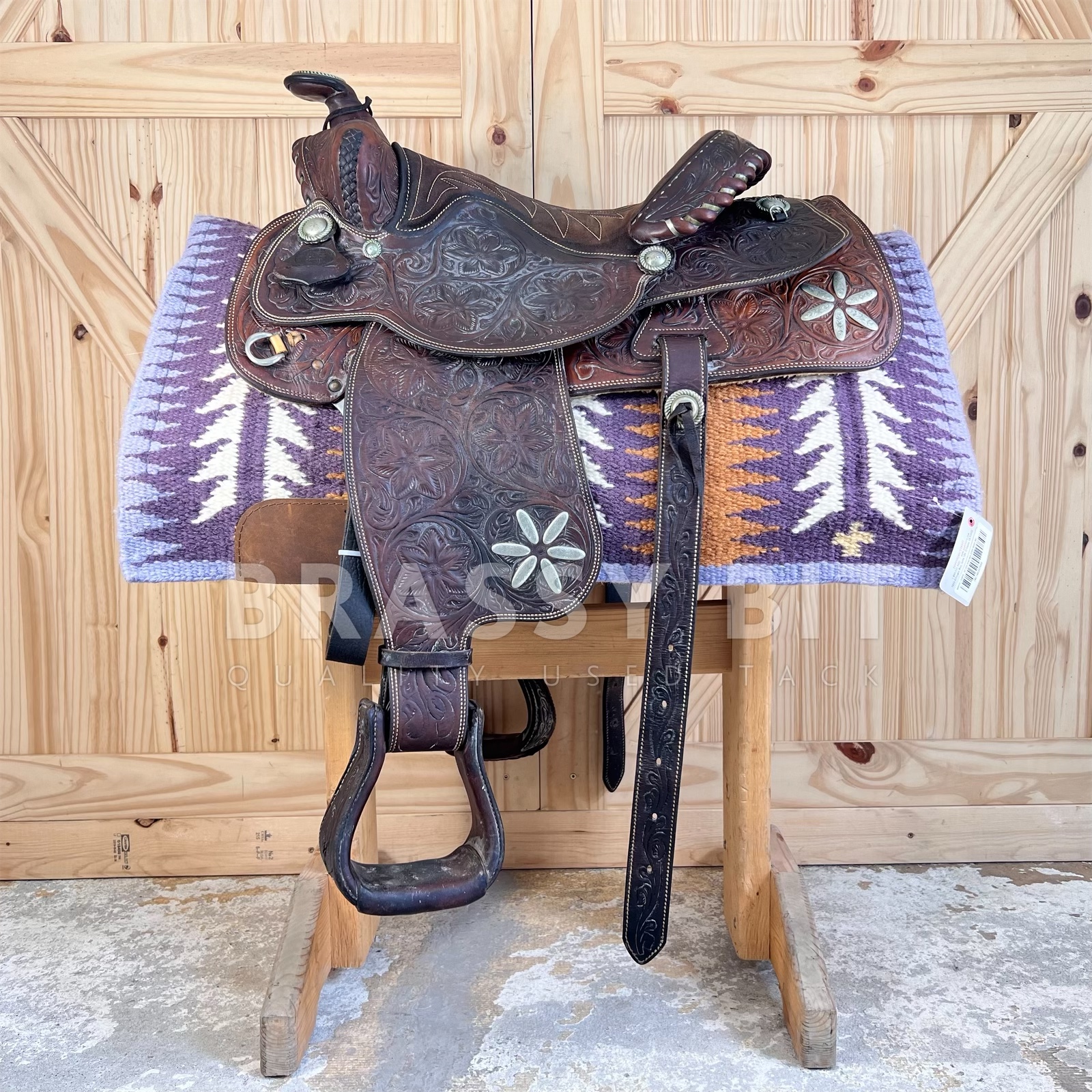 15" Vintage Bona Allen Equitation Saddle w/ Sterling Silver