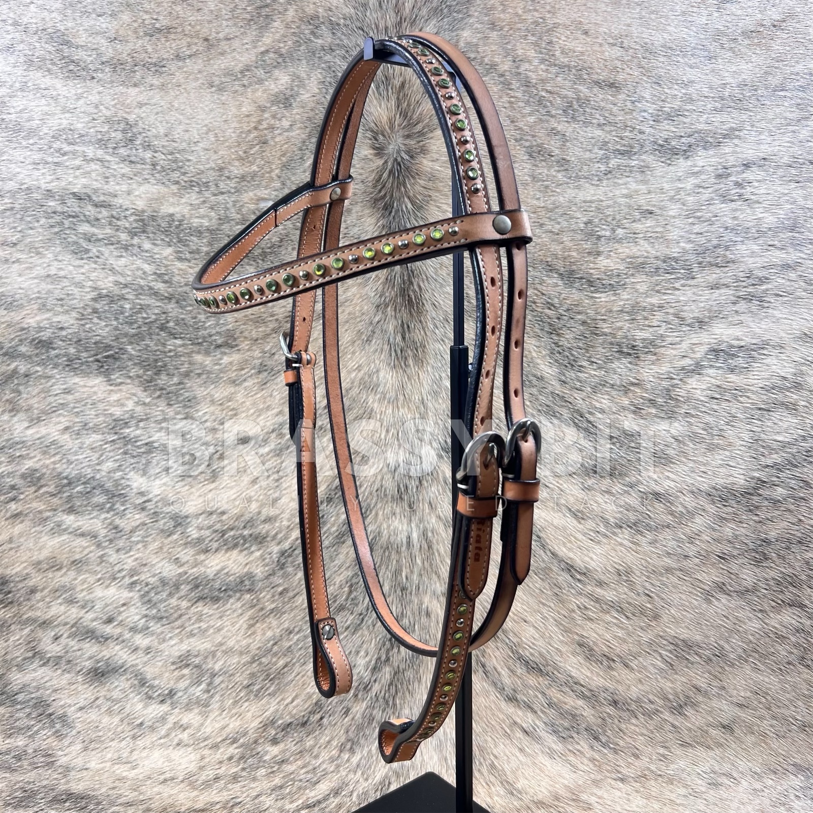 Riata Green Bling Western Headstall