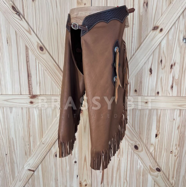 Weaver Western X-Large Leather Chinks – Brassy Bit Tack