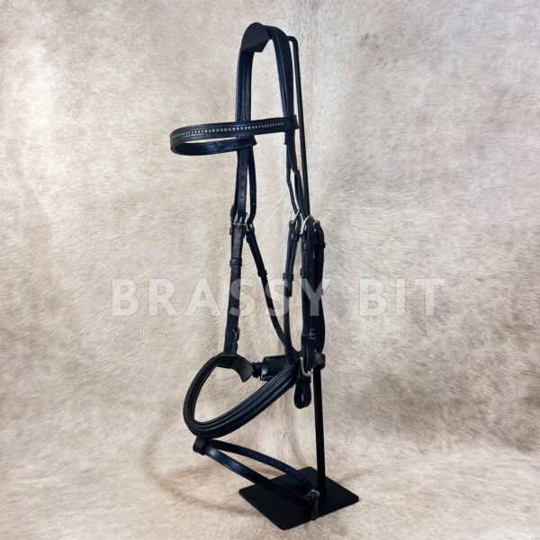 O/S Padded Monocrown Dressage Bridle w/ Crank Noseband & Flash