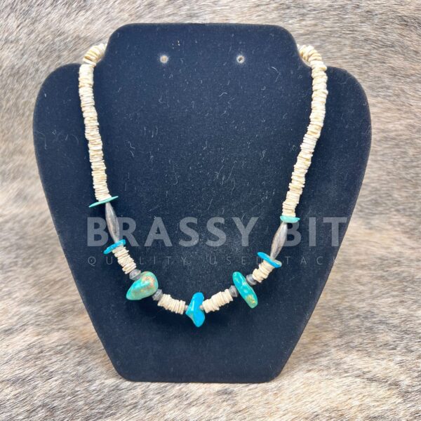 Navajo Sterling Silver Heishi Turquoise Necklace