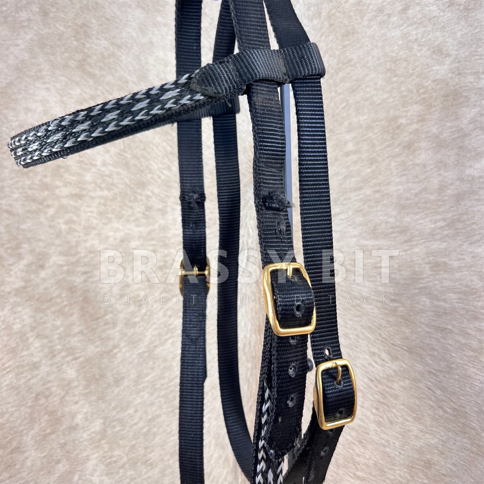 Collier De Traction Brassy Bit Tack Personnalisé – Cuir Couleur Dark Oil, Neuf