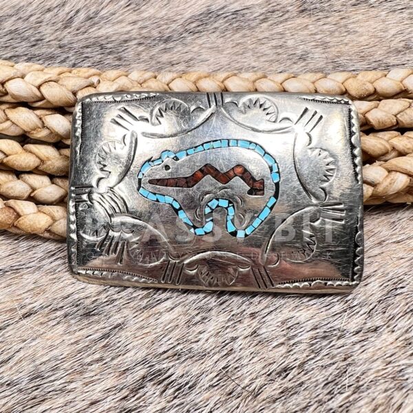 Navajo Sterling Silver Inlayed Turquoise Belt Buckle