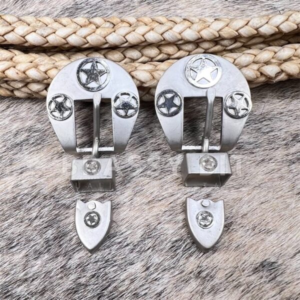 Vintage Western Headstall Silver Star Buckle Set-Pair