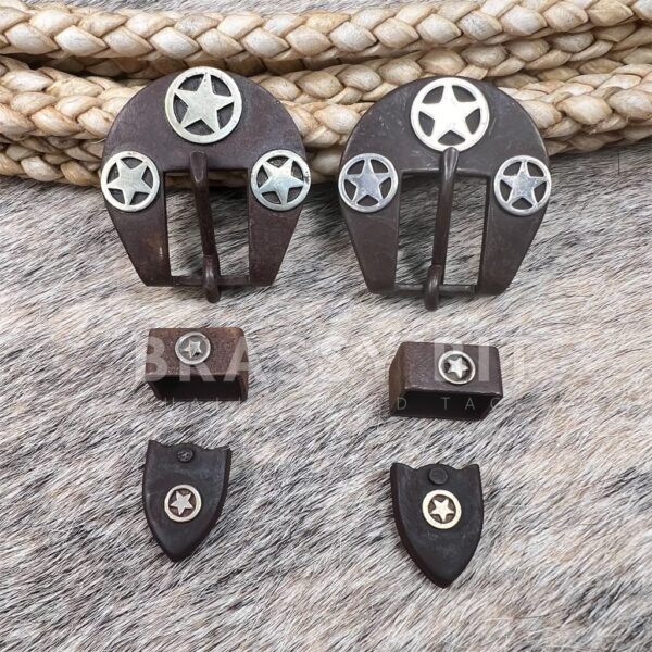 Vintage Headstall Silver Star Buckle Set-Pair