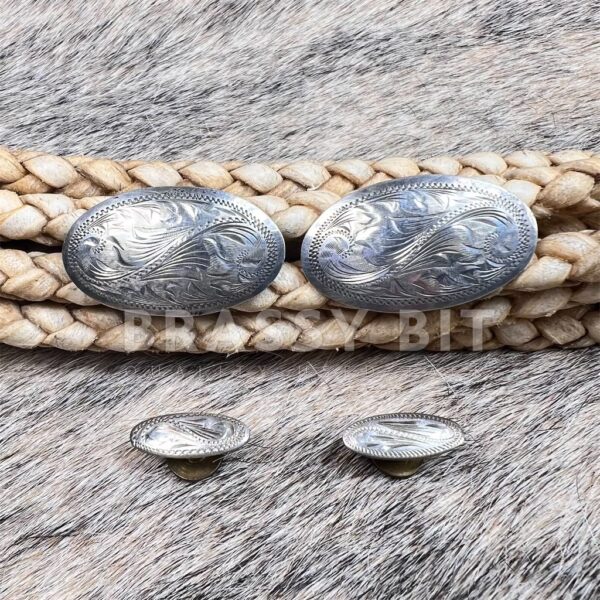 4pc Sunset Trails Sterling Overlay Bridle Conchos Set