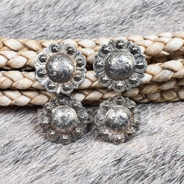 1" Vintage Alpaca Silver Berry Concho Set