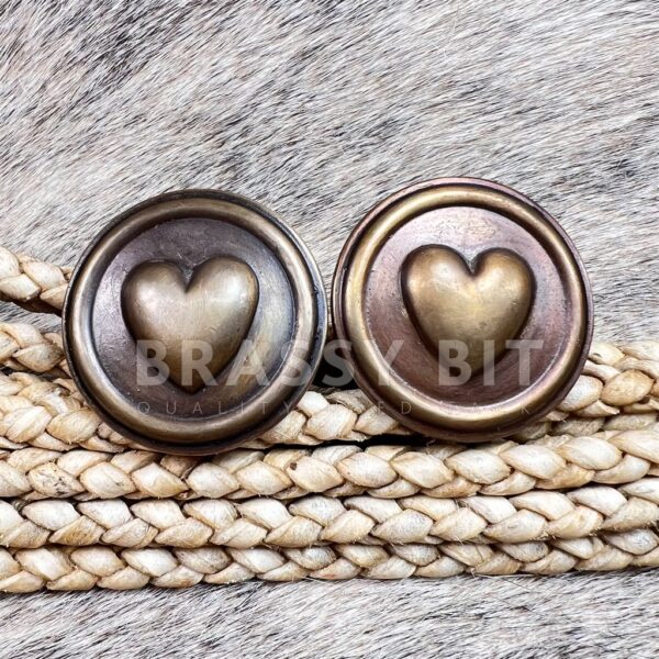 1 7/8" Custom Cast Bronze Heart Bridle Rosettes