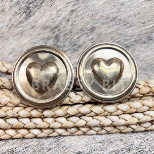 1 7/8" Custom Cast Bronze Heart Bridle Rosettes Pair