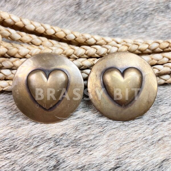 2 1/8" Custom Cast Bronze Heart Bridle or Harness Rosettes