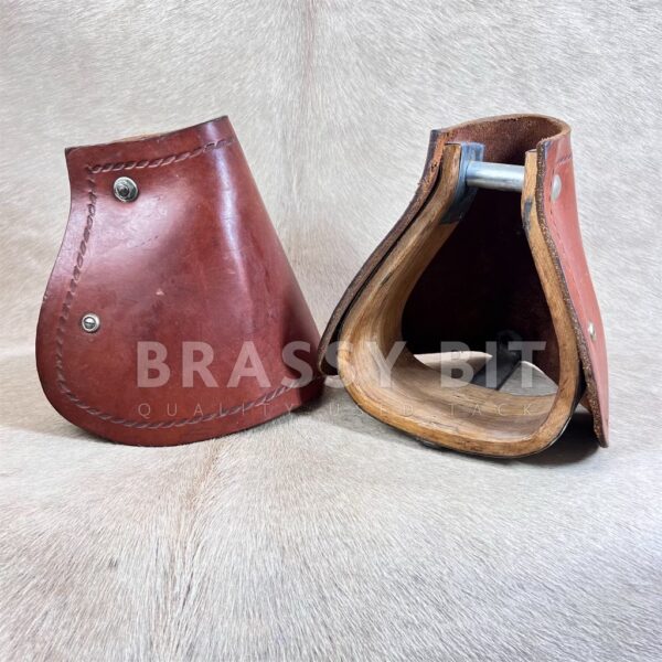 Custom Tapaderos on Oak Stirrups