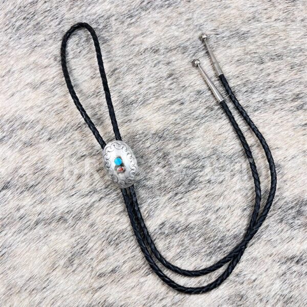 Sterling Silver Southwestern Domed Concho Style Bolo Tie