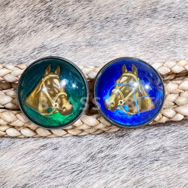 Vintage HA Chapman Glass Domed Bridle Rosettes