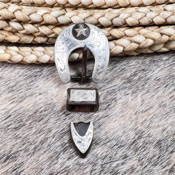 Vintage Hansen Western Gear Sterling Overlaid Small Buckle Set