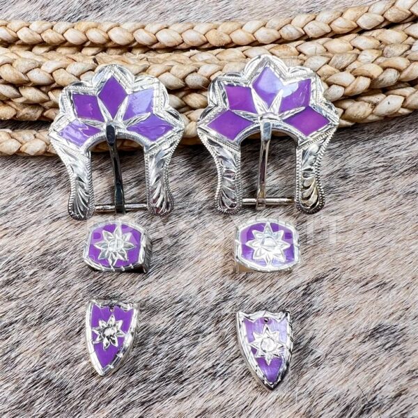 Vintage Hansen Western Gear Silver Plated Buckle Set