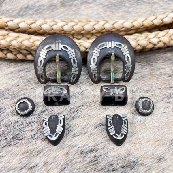 Vintage Hansen Western Gear Sterling Buckle & Concho Set