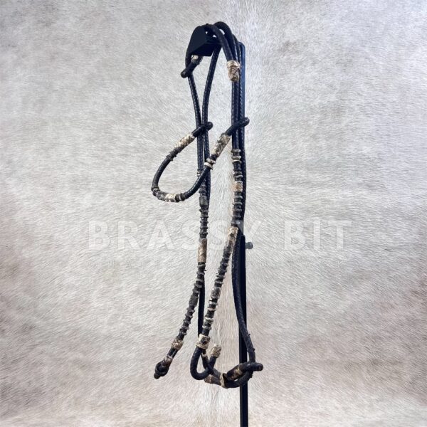Vintage Hand Plaited Western Headstall w/ Rawhide Accents