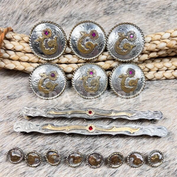 Vintage Silver Plated Conchos Set