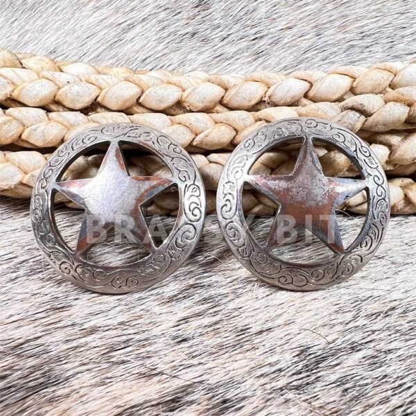 1 1/2" Tandy Al Stolhman Silver Star Conchos