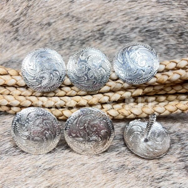 1 1/2" 6pc Silver Saddle Concho Set