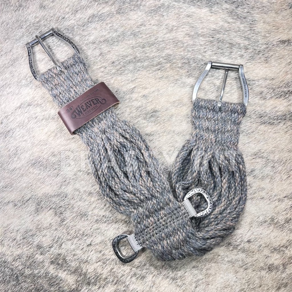 34″ Weaver Alpaca Mohair Cinch w/ Jeremiah Watt Hardware – Brassy Bit Tack