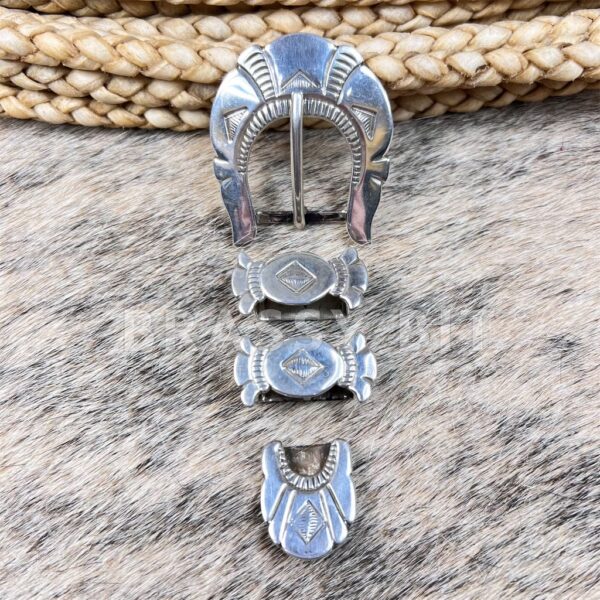 Navajo Sterling Silver Ranger Belt Buckle Set