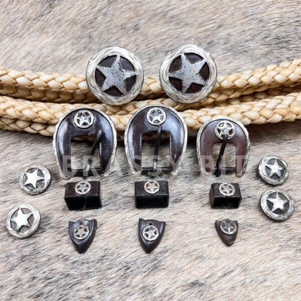 Vintage Sterling Overlaid Buckles & Conchos Set