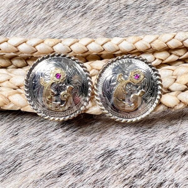 1" Vintage Sterling Silver Plated Bridle Conchos