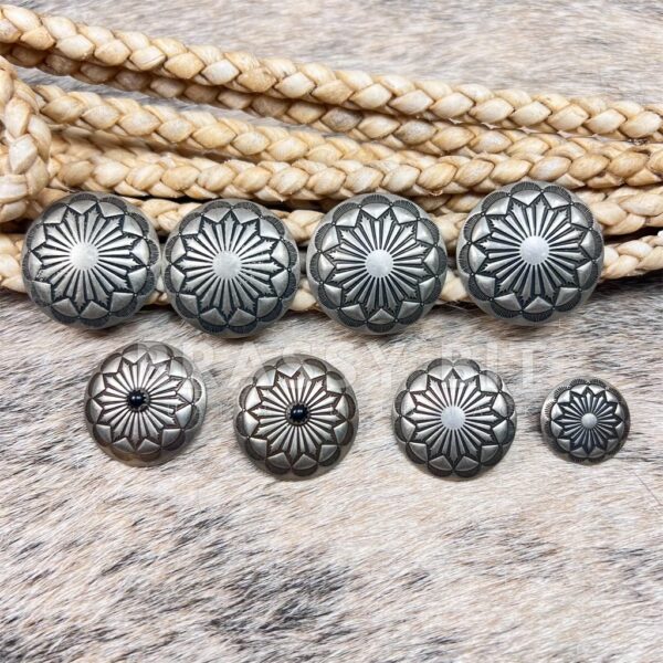 8 Navajo Handmade Sterling Silver Concho Belt Conchos