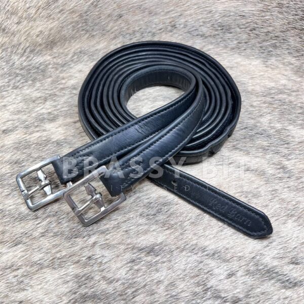 63" Red Barn Black Calf Stirrup Leathers