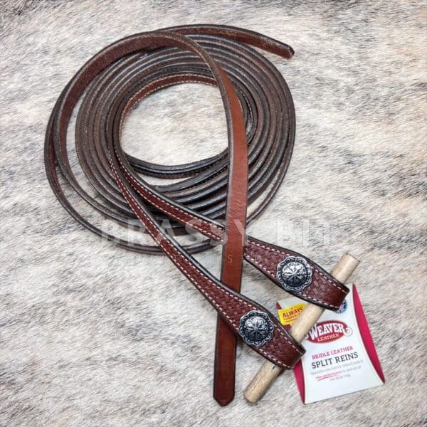 8' Weaver Cowboy Basin Tooled Split Reins