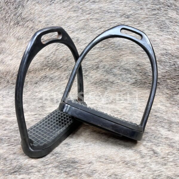 4.25" Weighted Matte Black English Stirrup Irons