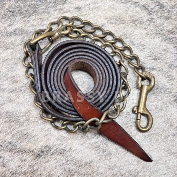 Champion Turf Leather Show Halter Lead w/ Chain