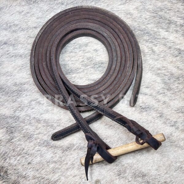 95" Custom Rolled Leather Split Reins
