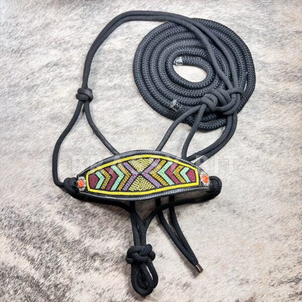 Rope Horse Halter w/ Beaded Bronc Noseband