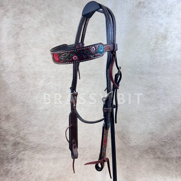 Turquoise Cross by Weaver Floral Tooled Headstall