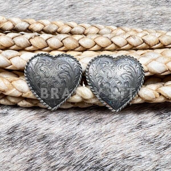 1 1/8" Vintage Silver Heart Conchos