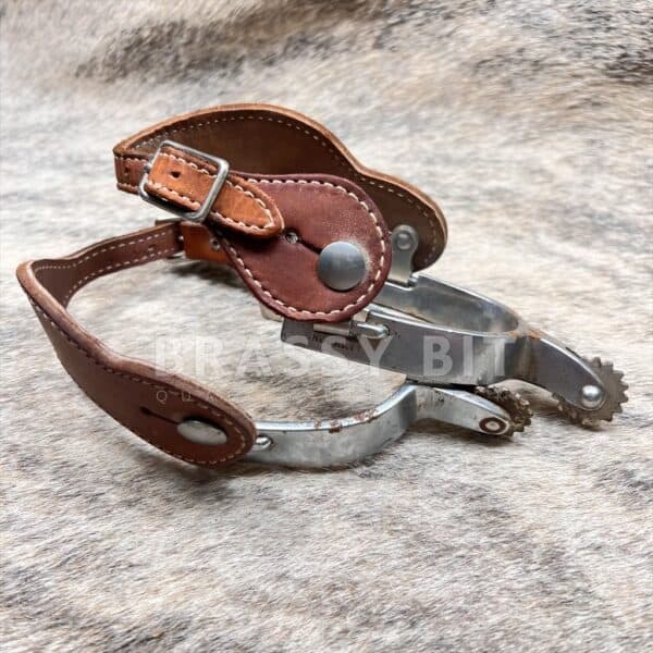 Crockett Vintage Western Rock Grinder Spurs w/ Straps