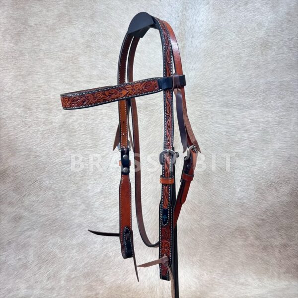 Turquoise Cross by Weaver Tooled Headstall