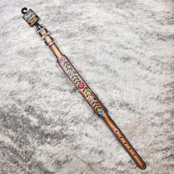 Weaver Floral Tooled Leather Dog Collar