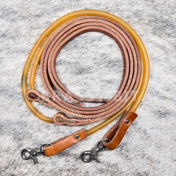 70" Rubber End Leather Training Split Reins
